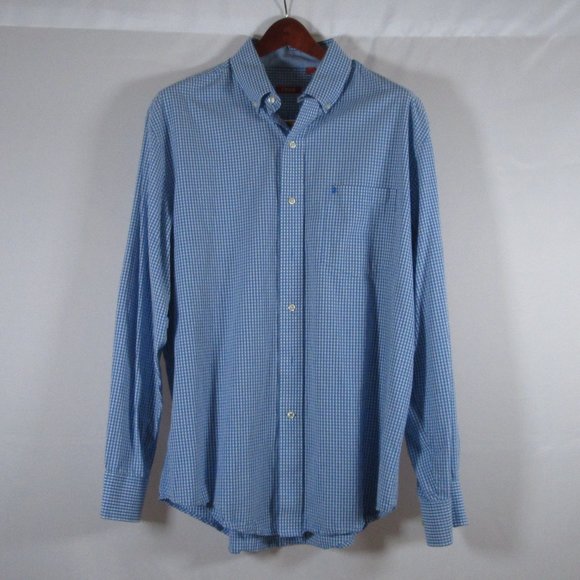 Izod Other - IZOD Mens Blue & White Plaid Long Sleeve Dress Shirt Size L Pre-Worn Goo…